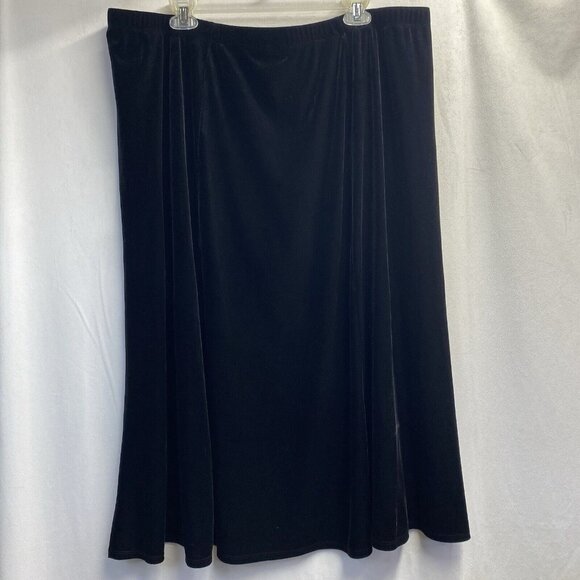 NY Collection Velvet Elastic Waist Flare Long Skirt Woman Sz 2X Black Used - Picture 8 of 14